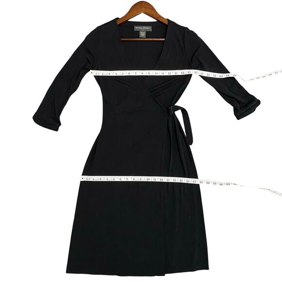 Vintage Y2K Banana Republic Wrap Dress Womens Size Small Black 3/4 Sleeves - Picture 6 of 9